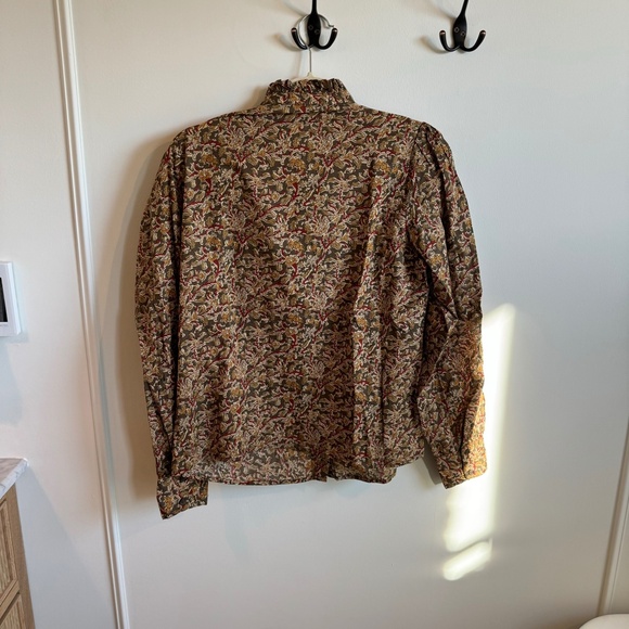Sezane Patterned Button Up Blouse, Ochre, size 38 (US Small/6) - Picture 2 of 3